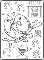 coloriages saint valentin pour enfants vecteur