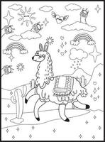 coloriages de lama pour les enfants vecteur