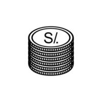 symbole monétaire du pérou, icône du sol péruvien, signe de stylo. illustration vectorielle vecteur