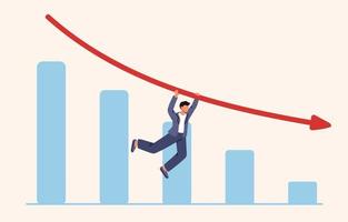 crise financière mondiale, déclin économique, faillite. flèche pointe vers le bas. ralentissement économique. illustration vectorielle plane vecteur