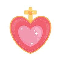 coeurs amour avec croix vecteur