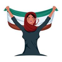 femme iranienne levant le drapeau vecteur