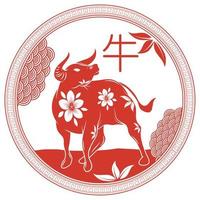 emblème du zodiaque chinois taureau vecteur