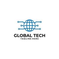 vecteur d'icône de logo de technologie mondiale isolé