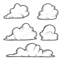 style de croquis de doodle d'illustration vectorielle de dessin animé de nuages dessinés à la main pour la conception de concept. vecteur