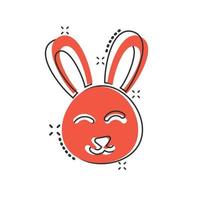 icône de lapin dans le style comique. illustration de vecteur de dessin animé de lapin sur fond blanc isolé. Joyeuses pâques splash effet concept d'entreprise.