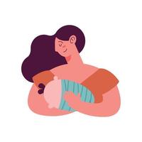 jeune mère allaitant son bébé vecteur