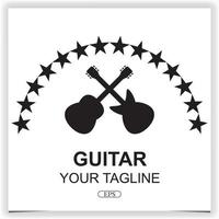 logo de guitare plat simple modèle élégant premium vecteur eps 10