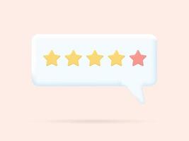cinq étoiles. concept de rétroaction de l'évaluation des clients par le client. conception 3d réaliste vecteur