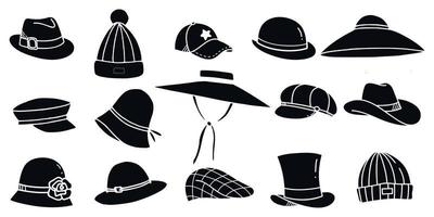 grand ensemble d'icônes vectorielles de chapeau. un ensemble d'illustrations simples de 9 éléments de chapeau, des icônes modifiables, peut être utilisé dans le logo, l'interface utilisateur et la conception Web vecteur