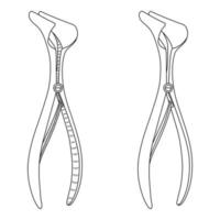 miroir de silhouette de croquis, spéculum de contour. instrument médical. oto-rhino-laryngologie, oto-rhino-laryngologie vecteur