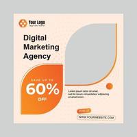 flyer carré d'agence de marketing numérique vectoriel ou modèle de publication sur les médias sociaux