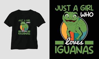 modèle de t-shirt juste une fille qui aime les iguanes vecteur