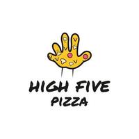 illustration de conception de logo de pizza amicale high five vecteur