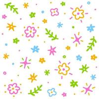 mignon confettis marguerite fleur floral saupoudrer étincelle fleur ditsy éclat point ligne main dessin dessin animé coloré sans soudure fond pour printemps été fête célébration vecteur