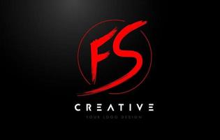 création de logo de lettre de brosse fs rouge. concept artistique de logo de lettres manuscrites. vecteur