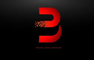 b création de logo de lettre initiale avec pixels numériques dans les couleurs rouges. vecteur