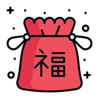sac cadeau chanceux traditionnel chinois, beau dessin vectoriel