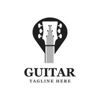 icône de conception de logo de guitare et vecteur de symbole