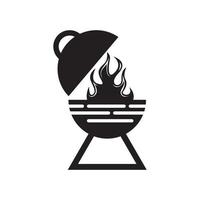 barbecue grill icône simple et symbole avec logo fumée ou vapeur vecteur