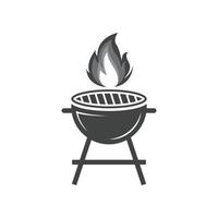 barbecue grill icône simple et symbole avec logo fumée ou vapeur vecteur