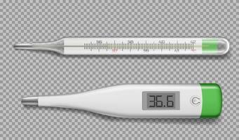 thermomètres réalistes appareil électronique et verre vecteur