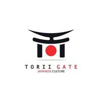 torii gate culture traditionnelle japonaise simple logo illustration icône avec concept de vecteur minimaliste esthétique