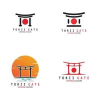 torii gate culture traditionnelle japonaise simple logo illustration icône avec concept de vecteur minimaliste esthétique