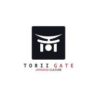 torii gate culture traditionnelle japonaise simple logo illustration icône avec concept de vecteur minimaliste esthétique