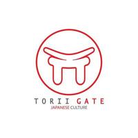 torii gate culture traditionnelle japonaise simple logo illustration icône avec concept de vecteur minimaliste esthétique