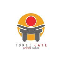 torii gate culture traditionnelle japonaise simple logo illustration icône avec concept de vecteur minimaliste esthétique