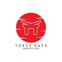 torii gate culture traditionnelle japonaise simple logo illustration icône avec concept de vecteur minimaliste esthétique