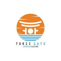 torii gate culture traditionnelle japonaise simple logo illustration icône avec concept de vecteur minimaliste esthétique