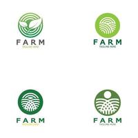 illustration de conception de logo biologique de l'agriculture agricole de l'entreprise agricole, champ de culture, pâturage, lait, concept de conception, symbole créatif, icône, modèle vecteur