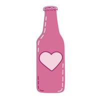 icône de vecteur de bouteille avec signe de coeur. bar icône de boisson alcoolisée et favori, comme, amour, symbole de soins. illustration vectorielle.