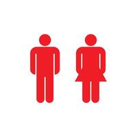 eps10 toilette vectorielle rouge ou icône solide homme et femme isolée sur fond blanc. symbole de salle de bain masculin et féminin dans un style moderne et plat simple pour la conception, le logo et l'application mobile de votre site Web vecteur