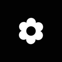 eps10 vecteur blanc fleur de printemps abstraite icône ou logo d'art solide isolé sur fond noir. symbole de fleur circulaire dans un style moderne et plat simple pour la conception de votre site Web et votre application mobile