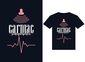 illustrations d'échographiste cardiaque pour la conception de t-shirts prêts à imprimer vecteur