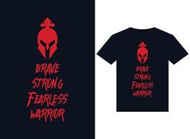 braves illustrations de guerriers intrépides pour la conception de t-shirts prêts à imprimer vecteur