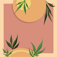 arrière-plan tendance géométrique brun rouge esthétique avec fond d'écran vectoriel de décoration de feuilles naturelles botaniques. toile de fond simple et plate avec espace de copie vide pour le titre ou les textes.