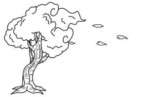 illustration de croquis d'arbre, conception de livre de coloriage vecteur