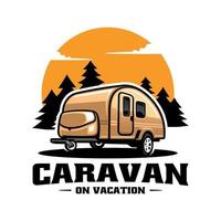 caravane camping-car remorque illustration logo vecteur