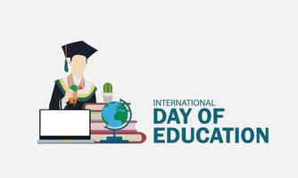 illustration vectorielle de la journée internationale de l'éducation. conception simple et élégante vecteur