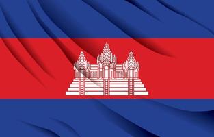 drapeau national du cambodge agitant une illustration vectorielle réaliste vecteur