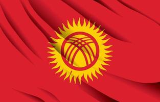 drapeau national du kirghizistan agitant une illustration vectorielle réaliste vecteur