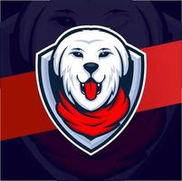 création de logo de mascotte de personnage de chien blanc vecteur