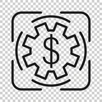 icône de revenu monétaire dans un style plat. illustration vectorielle de pièce de monnaie dollar sur fond blanc isolé. concept d'entreprise de structure financière. vecteur