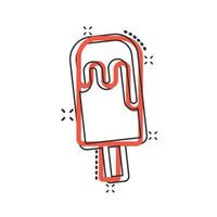 icône de crème glacée dans le style comique. illustration de vecteur de dessin animé sundae sur fond blanc isolé. concept d'entreprise effet éclaboussure dessert sorbet.