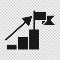 escalier avec icône de drapeau de finition dans un style plat. illustration vectorielle de défi de leadership sur fond blanc. concept d'entreprise de croissance de carrière. vecteur