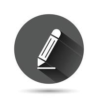 icône de crayon dans un style plat. illustration vectorielle de stylo sur fond rond noir avec effet d'ombre portée. concept d'entreprise de bouton de cercle de dessin. vecteur